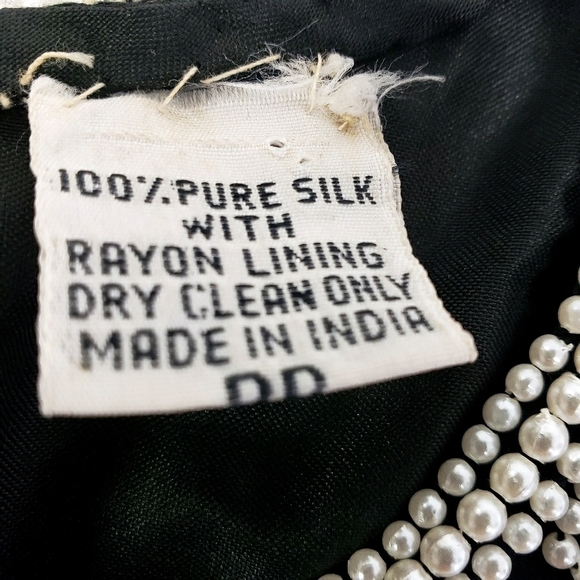 Vintage Laurence Kazar Pearl Beaded Black Top EUC - Picture 7 of 15